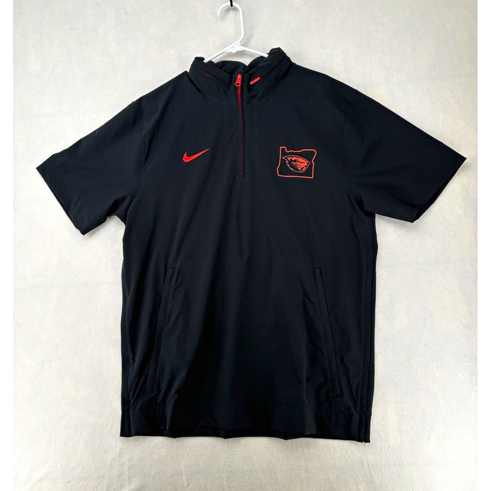 Nike Dri-FIT Oregon State Beavers 1/4 Zip Short Sleeve Polo Black Men L